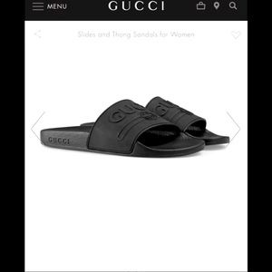 Gucci logo rubber slides black